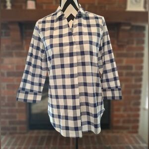 VAN HEUSEN PLAID PULL BLOUSE SMALL PETITE